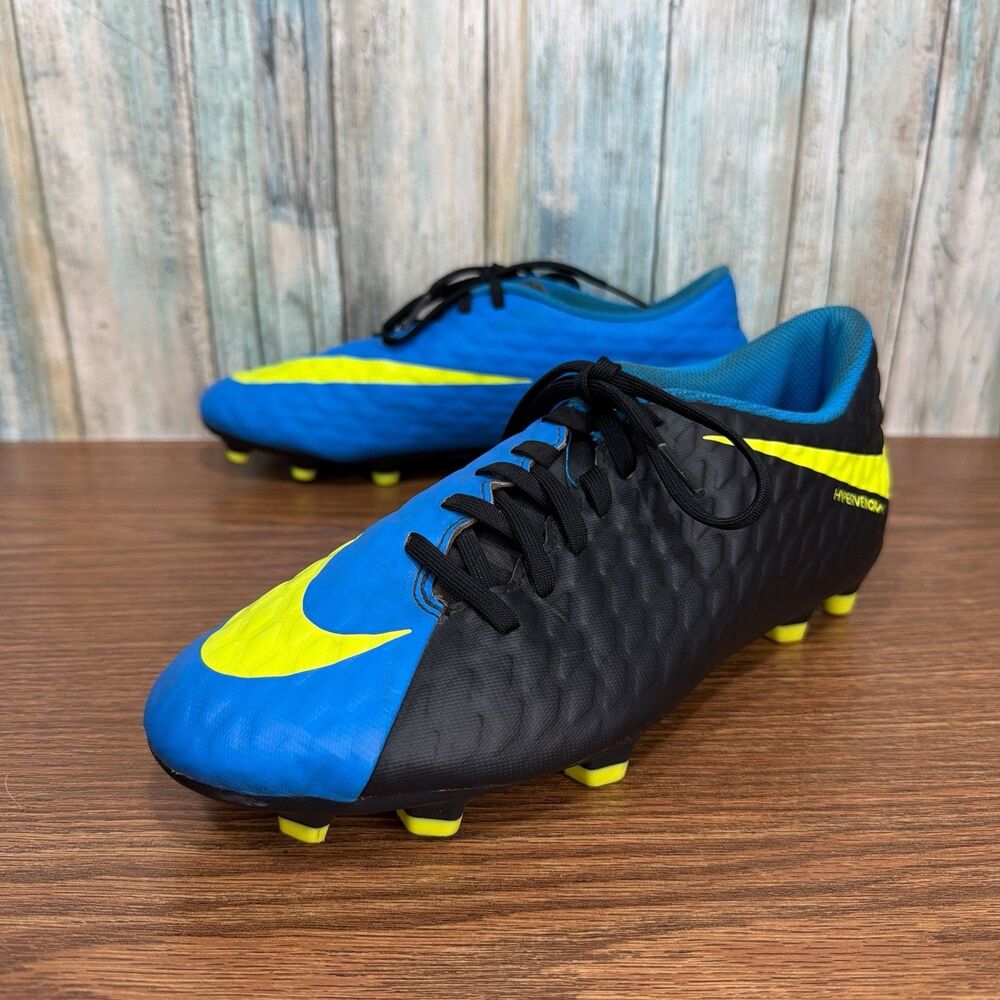 Nike Hypervenom Phade III FG Soccer Cleats Black Blue 852547-004 Mens Size 7.5